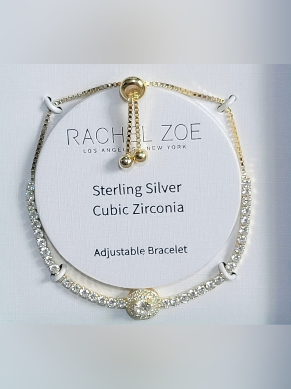 Rachel Zoe Gold and Silver Cubic Zirconia Adjustable Bracelet